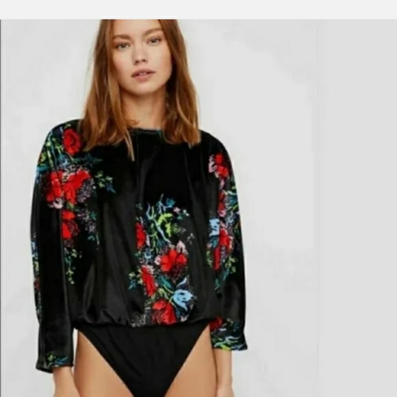 Free people floral velvet bodysuit size xs - Picture 4 of 6